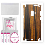 apgo Protective Skin Sticker for the back+sides compatible with Samsung Galaxy S9, Full Wrap Film, Foil, Vinyl - Pattern Tigerwood