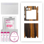 apgo Protective Skin Sticker for the back+sides compatible with Samsung W24 Flip, Full Wrap Film, Foil, Vinyl - Pattern Tigerwood