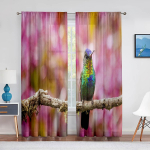 Cute Blue Bird on Tree Branch Tulle In Sheer Curtains for Living Room Bedroom Kitchen Window Treatment Chiffon Curtain Blinds