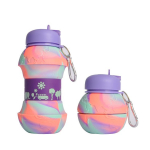 550 ml Creative silikoninis vandens butelis vaikams mergaitėms berniukams BPA nemokami ne&scaron;iojami sulankstomi vandens buteliai su &scaron;iaudeliais vaikams 0.55L