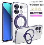 Magsafe magnetinis belaidis įkrovimas padengtas TPU dėklas, skirtas Xiaomi Redmi Note13 4G Note 13 Pro Plus 5G stovo laikiklio žiedo dangtelis For Redmi Note 13 4G violetinė