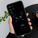 Telefono dėklas, skirtas Samsung Galaxy A35 A55 A54 A15 A25 A05s A05 A22 A24 A52 A33 A34 M34 M14 M54 M23 juodas katės dėklas A05 4G