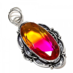 Bi-Color Tourmaline Gemstone 925 Sterling Silver Jewelry Pendant 2.36 v7c88