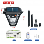 100 LED saulės lempa Įkraunama daugiafunkcinis saulės &scaron;viestuvas Atsparus vandeniui Lauko lempa Sodo sieninis žibintas