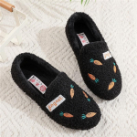 Moteri&scaron;ki jaukūs &bdquo;Memory Foam Loafer&ldquo; batai su &scaron;iltu vilnoniu pamu&scaron;alu uždara nugara &bdquo;House&ldquo; batai su neslystančiu lauko guminiu padu plok&scaron;čia platforma 35 juoda