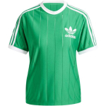 Adidas Originals Logotipo Raidžių Spausdinimo Spalvų Bloko Dryžuoti Apvalios Kaklo Trumpomis Rankovėmis Mar&scaron;kinėliai Moteri&scaron;ki Mar&scaron;kinėliai Žali IY7227 XS