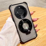 Oro pagalvės smūgiams atsparus magnetinis stovo skaidrus dėklas, skirtas Huawei P30 P40 P50 P60 Pro Mate 30 40 50 60 Pro Pura 70 Pro Nova 7 8 9 10 11 12 Pro Honor 100 200 Pro Huawei P30 juoda