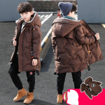 Boys Winter Parka pastorinta pūkinė striukė Vir&scaron;utinė ilga &scaron;ilta striukė su &scaron;iltomis pir&scaron;tinėmis 150 ruda