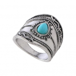 Saulėgrąžų &scaron;auk&scaron;to reguliuojamas žiedas Boho Vintage pir&scaron;tu atviras žiedas, pailginamas apvyniojamas žiedas mėlyna/sidabras