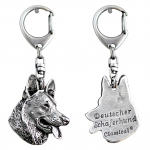 German Shepherd Dog, Alsatian Wolf Dog - Silver-plated key ring with a dog in a gift box, handbag decoration, backpack pendant by Art-Dog brand