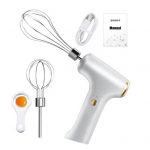 Belaidis elektrinis kiau&scaron;inių plaktuvas su dviguba mai&scaron;ymo galvute 3 greičių ne&scaron;iojamasis rankinis plaktuvas pyragams duonos desertams rankinis plaktuvas balta