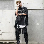 Moterys Vyri&scaron;ki Cargo Kelnės Juostelės Ki&scaron;eninis Jogger Elastingas Juosmuo Auk&scaron;tas Streetwear Harajuku Punk medvilninės kelnės XXL