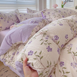 Keturių dalių komplektas, skalbtos medvilnės paklodė, antklodės užvalkalas, trijų dalių komplektas bendrabučiui 1.8m bed