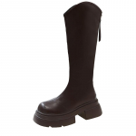 Batai vaiki&scaron;ki 2024 m. rudens Nauja vientisa spalva Retro vir&scaron; kelių Ilgi batai Storas padas padidina briti&scaron;ką stilių 35 beveik baltos spalvos