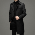 Rudens ir žiemos Naujas vyri&scaron;kas paltas ilgas pamu&scaron;alas Medvilninis diržas Trench Coat Vyri&scaron;kas kostiumas Apykaklė Trench Coat Vyri&scaron;kas paltas 180 juoda