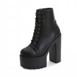 Moteri&scaron;ki patogūs bateliai, platforma Stage Performance Batai Auk&scaron;takulniai, Balti juodi stambūs auk&scaron;takulniai Cosplay batai, skirti moterims su užtrauktuku 35 juoda