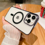 Matinis magnetinis belaidžio įkrovimo telefono dėklas, skirtas iPhone 16 Pro Max 16 Plus 16 iPhone 15 14 13 12 11 XR permatomas spalvotas rėmelis, atsparus smūgiams dangtelis iPhone XS MAX balta