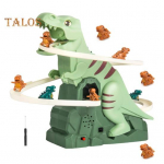 Elektrinis dinozauro trasa su nusileidimo kalneliu žaislas su &scaron;viesa, muzika, animaciniu dinozauru, automatiniu laiptų kopimu, amerikieti&scaron;kais kalneliais, nusileidžiančia trasa, žaislas mažiems vaikams, berniukams, mergaitėms, dovana D