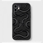 &bdquo;Black Snake&ldquo; silikoninis mobiliojo telefono dėklas, skirtas iPhone 15, 14, 13, 15 Pro Max, 12, 11, XS, S24, S23 &ndash; matinio dizaino iPhone 8 Plus/7 Plus