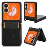 Odinis telefono dėklas, skirtas &bdquo;Infinix Zero Flip&ldquo; odiniam dėklui [vintažinis odinis], atsparus smūgiams, patvarus retro telefono dėklas for Infinix Zero Flip juoda