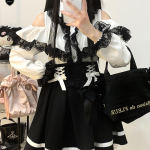 Kawaii Moteri&scaron;ki Mar&scaron;kiniai Jirai Kei Lolita Y2K Miela Japoni&scaron;ko Stiliaus Palaidinė Eleganti&scaron;ki Ilgomis Rankovėmis Saldūs Topai Kasdieni&scaron;ki Esteti&scaron;ki Mar&scaron;kiniai One size balta