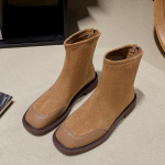 Kvadratiniu priekiu zom&scaron;iniai aulinukai moterims, vidutinio auk&scaron;čio kulnas, Chelsea stiliaus, žiemos 2025 tendencija, kasdieniai medvilniniai batai, auk&scaron;takulniai, masyvūs sniego batai moterims 42 chaki