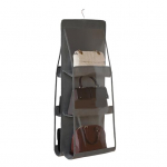 Krep&scaron;ys Dvipusis Permatomas Matomas 6/8 ki&scaron;enės Didelės apkrovos laikančios rankinės piniginės organizatorius Dulkėms atsparus drabužių spinta Spintos krep&scaron;io pakabinamas laikiklis A juoda