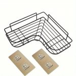 Vonios lentyna prie sienos tvirtinama kampe laikymo lentynos &Scaron;ampūno laikiklis Kosmetikos stovas lygintuvas du&scaron;o nutekėjimo krep&scaron;elis Vonios tvarkyklė juoda