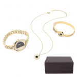 Verslo stiliaus moteri&scaron;kas laikrodis, apyrankė, vėrinys, jubiliejinis, gimtadienio dovana, papuo&scaron;alų rinkinys, auksas