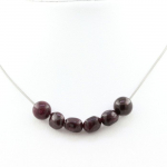 Pierres et Min&eacute;raux. Collier perles Grenat du Mozambique + Grenat 8 mm. Chaine en acier Collier femmes, hommes. Taille personnalisa