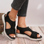 Moteri&scaron;ki patogūs paplūdimio sandalai - Kvėpuojantis audinys, Atviri pir&scaron;tai, Žemas kulnas, Kasdieniniai vasariniai 36 juoda