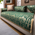 Etninio stiliaus bronzinis aksominis sofos užvalkalas Vandenį atstumiantis sofos sėdynės užvalkalas &bdquo;Keturi sezonai&ldquo;, skirtas svetainei, neslystantis sofos rank&scaron;luostis 90x210cm žalia