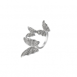 Moteri&scaron;kas pir&scaron;tų žiedas Trys drugeliai Kalnų kri&scaron;tolas Inkrustuotas Reguliuojamas atviras žiedas Perdėta pir&scaron;tų juostelė papuo&scaron;alai Dovana sidabras