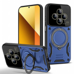 Magnetinis žiedinis &scaron;arvuotas dėklas Redmi 14C 4G Redmy 14C 14 C Redmi14C fotoaparato objektyvo apsauginis stiklas, skirtas Magsafe belaidžio įkroviklio dangteliui For Redmi 14C 4G mėlyna