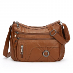 Vintažinis krep&scaron;ys per petį Vidutinio amžiaus moterų krep&scaron;ys Mink&scaron;tos odos daugiasluoksnis krep&scaron;ys per petį pilka