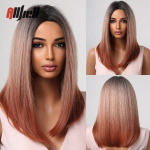 Pečių ilgio varinis imbierinis perukas Oranžiniai sintetiniai vandens bangų perukai moterims, kar&scaron;čiui atsparūs kasdieniai Halloween Cosplay perukai su kirpčiukais