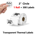 2 Apvalūs Skaidrūs Terminių Etikečių Lipdukai, Lipnios Tiesioginio Terminio Spausdinimo Etiketės 1Roll-300Labels baltos spalvos nuo blyksnio