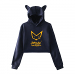 Mada Rauw Alejandro Spausdintas Kawaii Crop Topis Džemperis Juokingas Katės Ausų Trumpas Džemperis su Gaubtu Moteri&scaron;ki Vir&scaron;utiniai Drabužiai Gatvės Drabužiai XS balta