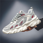 Vyri&scaron;ki batai pavasariui ir vasarai nauji tinklelio kvėpuojantys madingi sportbačiai universalūs vyri&scaron;ki laisvalaikio madingi prekės ženklo storu padu auk&scaron;tinantys tėčio batai 44 pilka