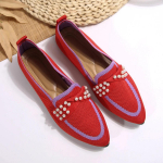 Moteri&scaron;ki plok&scaron;čiapadžiai 2025 Nauji megzti įsispiriami kvėpuojantys patogūs vienspalviai batai kasdieniai smailianosiai vaik&scaron;čiojimo loferiai sportbačiai moterims 36 juoda