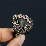 Rough Labradorite Handmade Copper Wire Wrap Jewelry Ring Size 6.5 l5m20