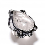 Black Rutile Handmade 925 Sterling Silver Jewelry Ring Size 10 n3n84