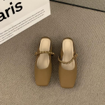 Koreieti&scaron;ka universali Mary Jane su krep&scaron;io galva ir pusiau &scaron;lepetės moterims, patogūs mink&scaron;tapadžiai senelių bateliai be kulno, vieni batai 35 ruda