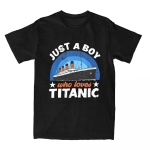 Mar&scaron;kinėliai berniukams, kurie tiesiog myli RMS Titanic, vyrams, moterims, juokingi, humoristiniai, 100% medvilnės mar&scaron;kinėliai, apvalia apykakle, trumpomis rankovėmis, vasariniai vir&scaron;utiniai drabužiai S juoda