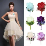 Jaunikio Vyri&scaron;kas Korsažas Simuliuotas &Scaron;ilko Rožės Smeigtukas Sagė Vestuvinio Kostiumo Gėlių Aksesuarai lightblue