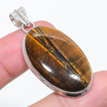 Natural Tiger Eye Gemstone 925 Sterling Silver Jewelry Pendant 2.01 q1v80