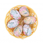 6 vnt. imituoti velykiniai kiau&scaron;iniai, dažyti kiau&scaron;iniai su virve kabanti dekoracija Dirbtiniai velykinių kiau&scaron;inių papuo&scaron;alai su krep&scaron;eliu pavasario &scaron;ventėms Vakarėlio aksesuarai B