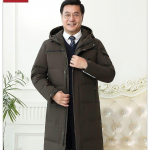 Vidutinio amžiaus ir vyresnio amžiaus vyrų pūkinė striukė Stora vidutinio ilgio ilga &scaron;ilta žieminė paltai 5XL tamsiai ruda spalva