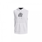 Under Armour Curry serijos vienspalvis su rai&scaron;teliu mink&scaron;tas gobtuvas be rankovių krep&scaron;inio liemenė vyri&scaron;kos liemenės Baltos 1374301-100 XL