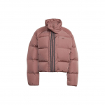 Adidas Originals spalvotas dryžuotas laisvas trumpas pūkinis striukė su stovinčia apykakle moterims Vir&scaron;utinis drabužis &scaron;viesiai rudas raudonas HK5237 XXL